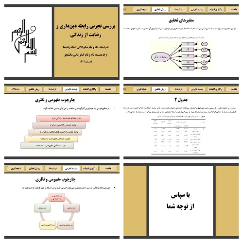 پاورپوینت بررسی تجربی رابطه دین‌داری و رضایت از زندگی